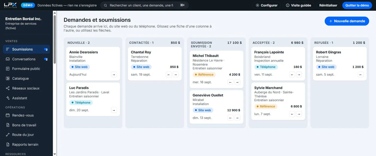 CRM sur mesure : pipeline de soumissions dans vos étapes